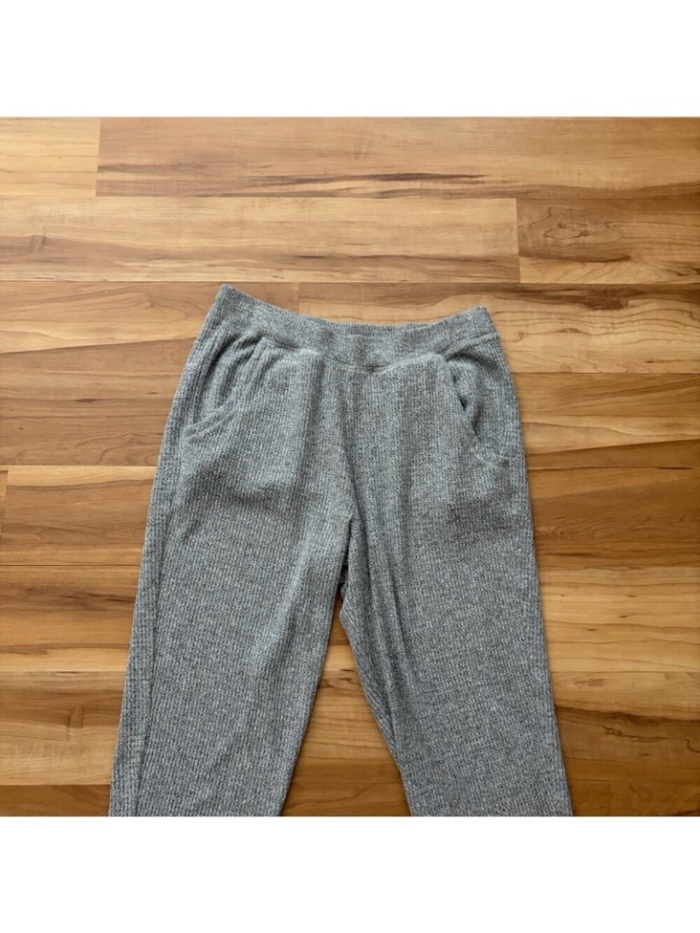 Aerie Gray Size Large Elastic Waist Waffle Jogger Loungewear Relaxed Casual - Picture 2 of 5